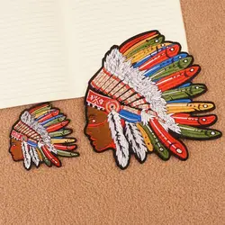 Punk Style INDIAN Embroidered Iron on Patches Motorcycle Knight Leather Vest Decor Jacket Pants Clothing Accessories Appliques