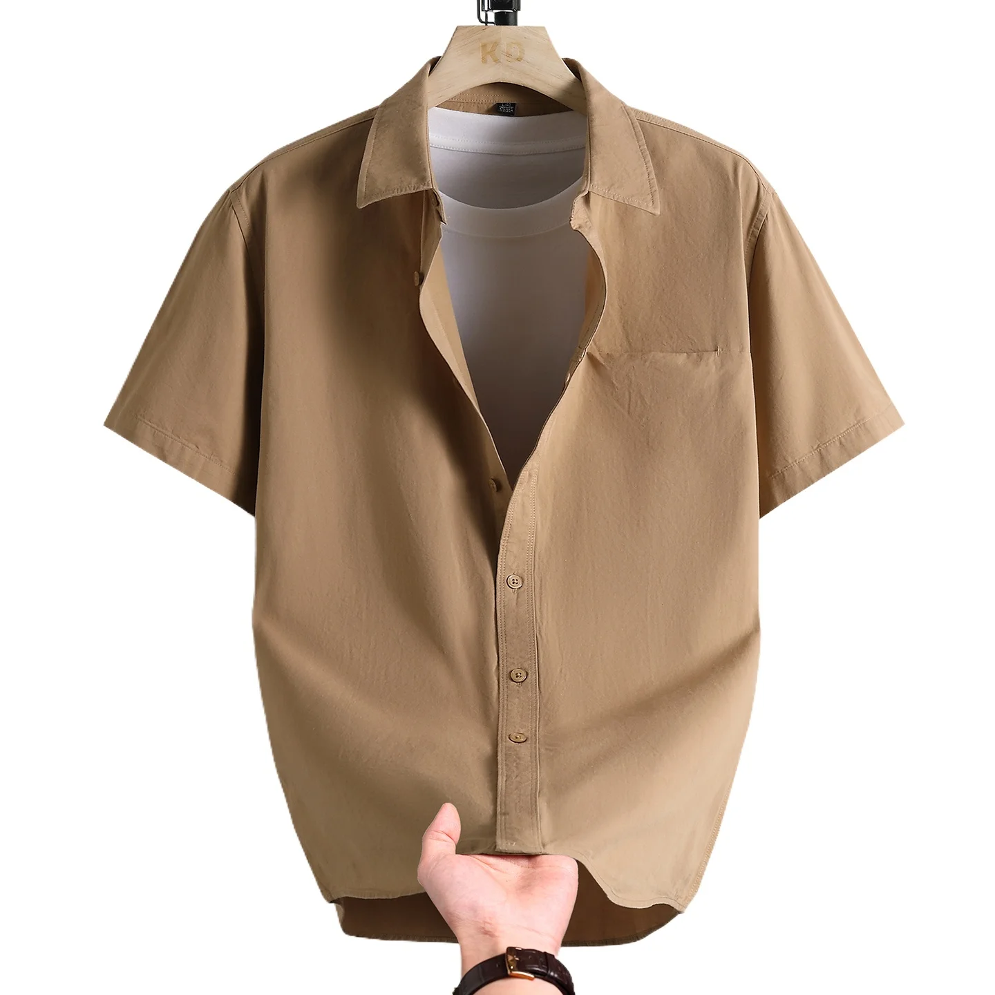 

Men's Short Sleeve Shirt Summer Trendy Solid Color Breathable 100% Cotton Simple Versatile Casual Top Daily Outing Work Commute