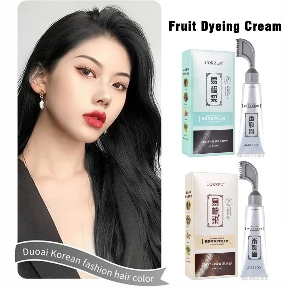 Easy Carding and Dyeing A Comb Black Cover White Hair EW Dye Cream Hair N and Fruit Vegetable Plant P5J3