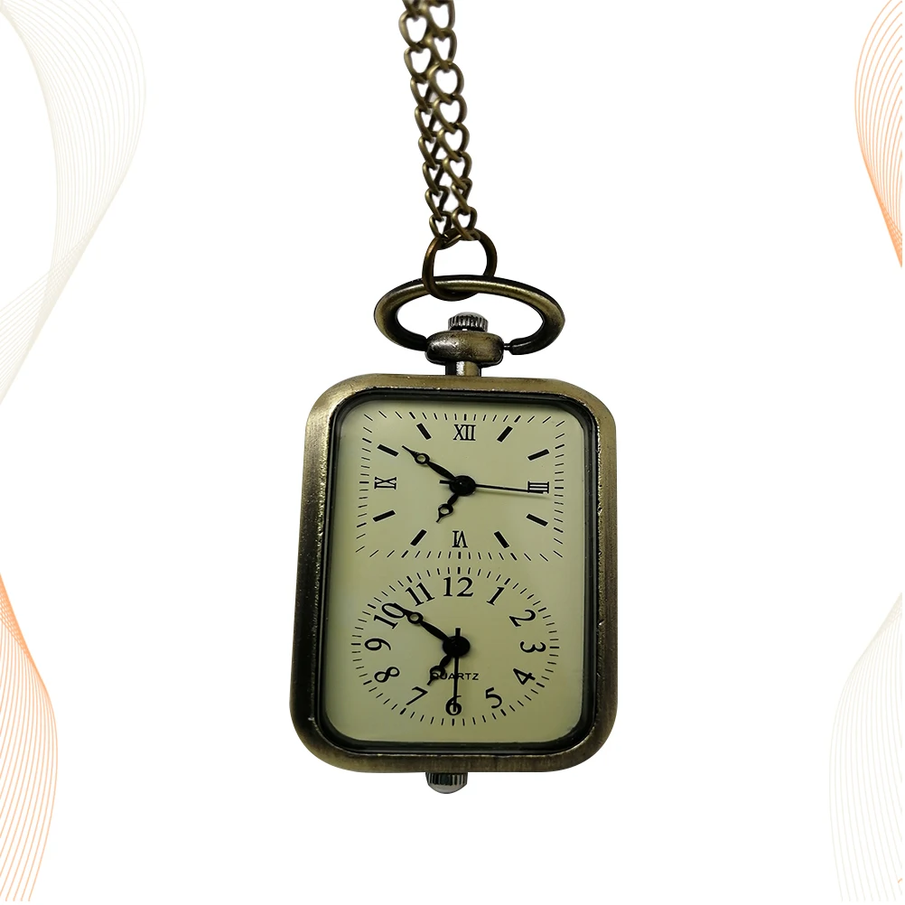 

Pocket Watch Necklace Pendant Silver Ladies Watches for Women Vintage Dual Display