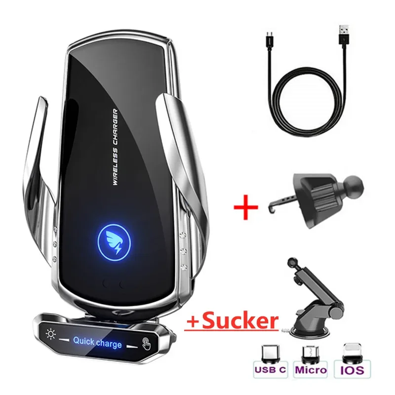 NONE Kabelloses Ladegerät Autotelefon halter stehen 15w Schnell ladestation für iPhone Xiaomi Samsung Huawei magnetisches kabelloses Auto ladegerät 5
