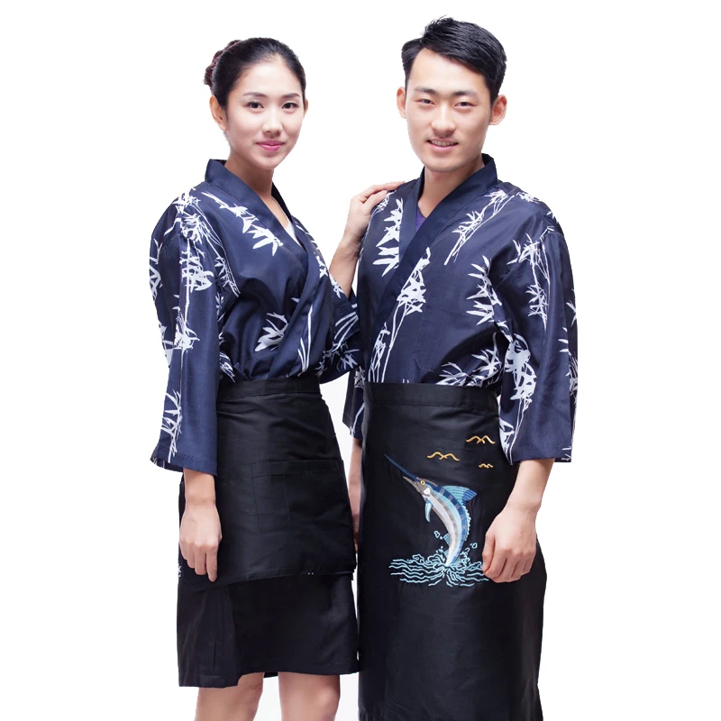 日本のシェフ制服コックスーツ新品-日本シェフ制服-竹模様-日本寿司-女性と男性が着用するシェフ制服