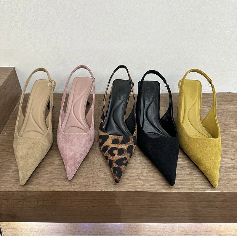 

2026 Spring Summer Slip on Women Sandals Shoes Fashion Pointed Toe High Heel Stripper Party Ladies Singbacks Sandalias Shoes