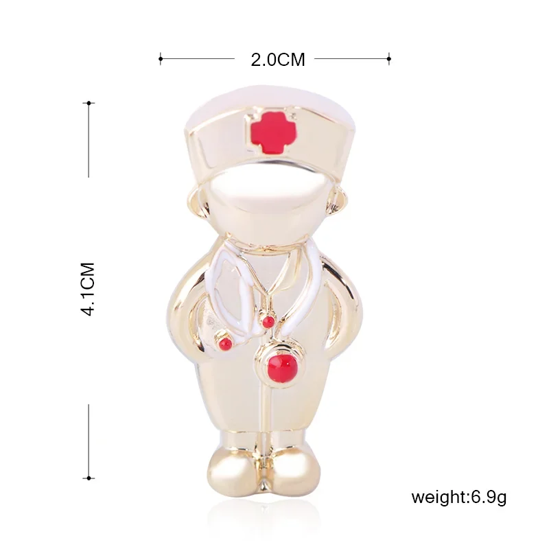 Blucome Enamel Medical doctor Shape Brooches For Women Men Alloy Red Cross Figure Decoration Red Enamel Pin Brooch Badge Joias