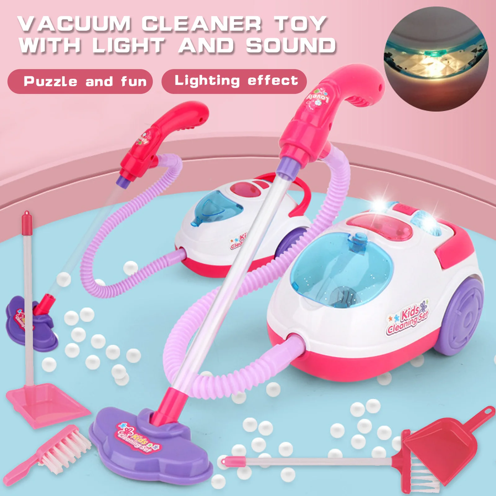 Children Simulation Vacuum Cleaner Toy with Sound Light Pretend Role Play Games Toys Playset Best Gifts for Kids Boys Girls