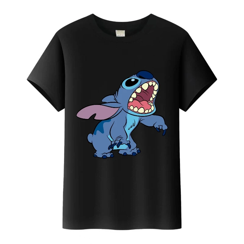 بسيطة ديزني غرزة الجرافيك القمم رجل فضفاض البلوزات للجنسين عطلة الأطفال ملابس النساء تيز الأسرة س الرقبة تي شيرت أبيض هدية