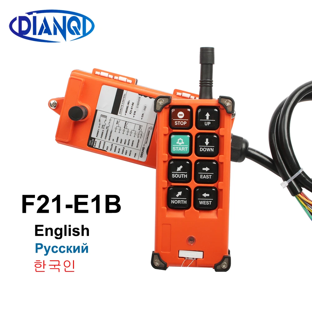 F21-E1B 4 languages AC 220V 110V 380V DC 12V 24V wireless Industrial remote controller switches for Hoist Crane Control Lift