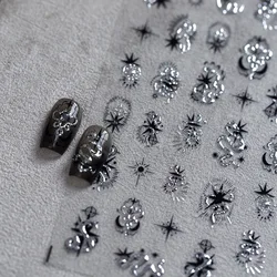 5D Relief Shiny Gold Silver Snake Starlight Asterism Totem Adhesive Nail Art Stickers Decals Manicure Retro Ornaments