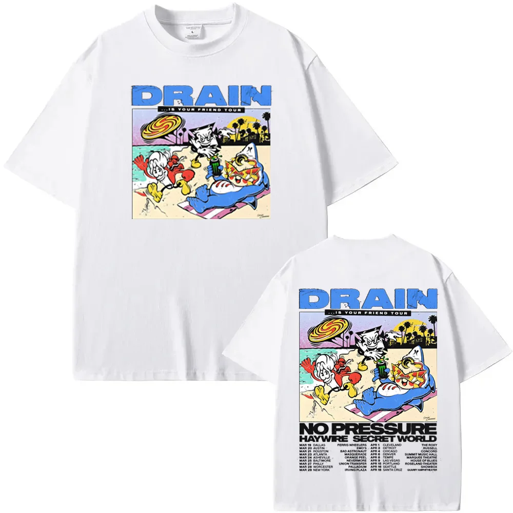 IS YOUR FRIEND TOUR2026 T-SHIRT DRAIN Same As Official Website 100%Cotton High Quality Tee-shirt Summer O-neck FemaleMale Tees