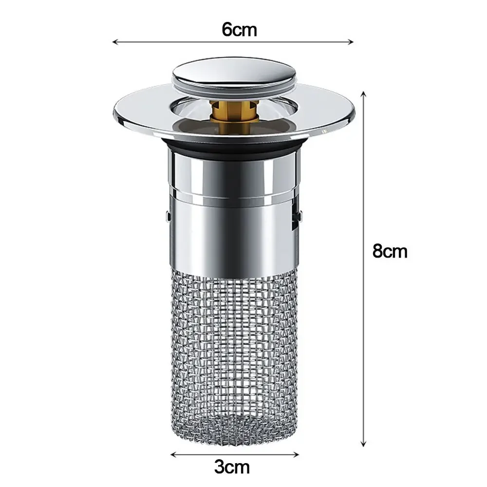 1PCS Washbasin Leak Plug Stainless Steel Odor Proof Bouncing Core Press Type Sink Drain Universal Accessory for Washbasin