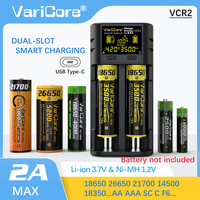 VariCore VCR2 LCD 2 Slot TEST Capacity smart multifunctional charger for 3.7V Li-ion 1.2V Ni-MH battery 18650 21700 26650 AA AAA