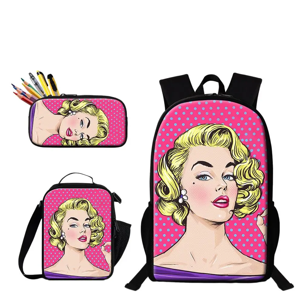 

Classic Hot Press Transfer Sublimation 3D Print 3pcs/Set Student School Bags Laptop Daypack Backpack Lunch bag Pencil Case