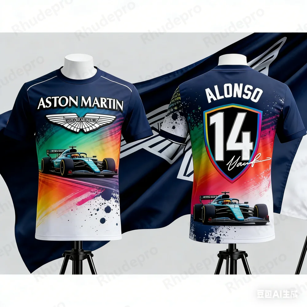 

Aston Martin T-shirt Outdoor Sports Gym Motorcycle Jersey Spanish Racer Fernando Alonso 14 Kit Fans Commemorative Clothing