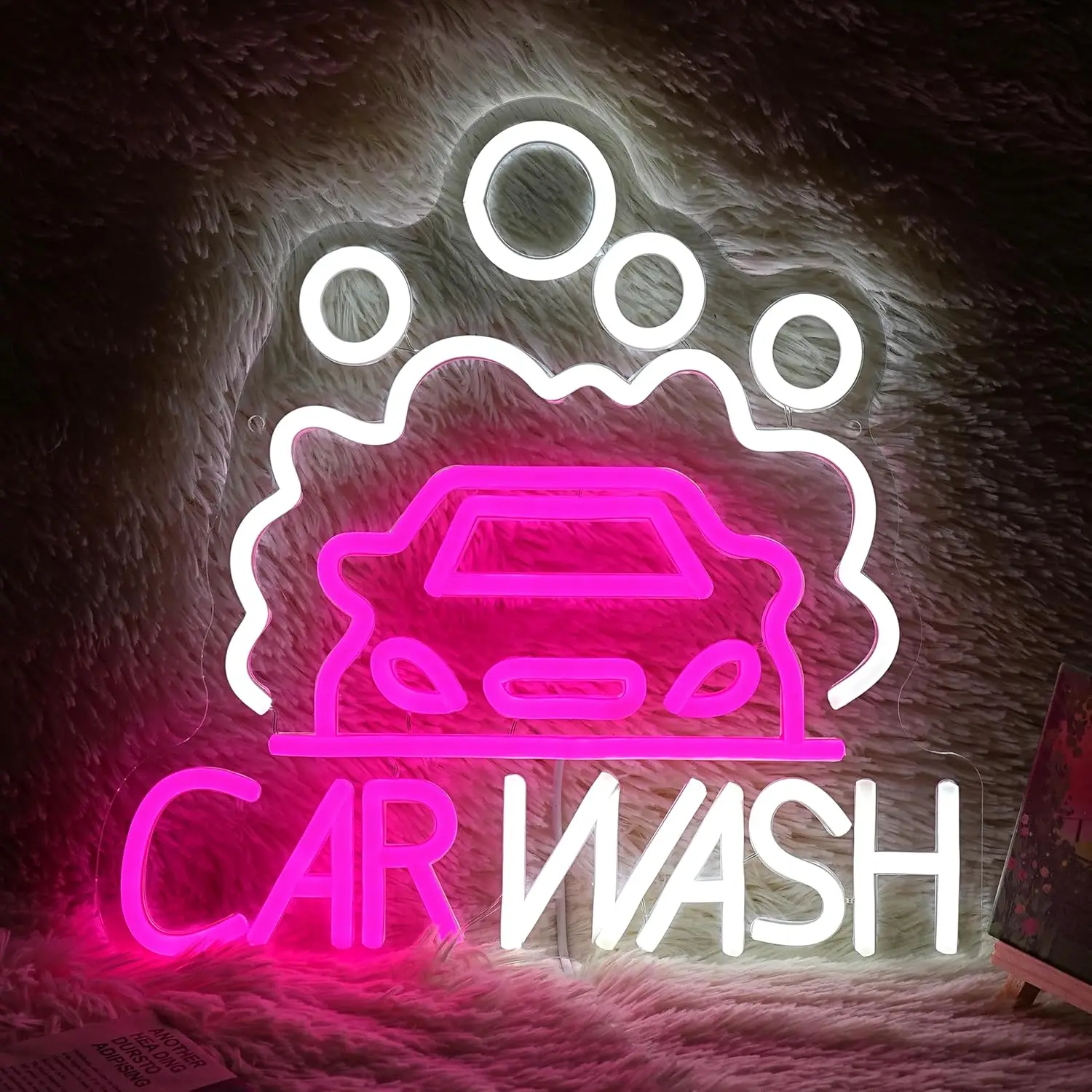 Car Wash Neon Sign Sedan LED Neon Light USB Dimmable for Party Gas Station Service Area Auto Repair Shop Car Show Wall Decor