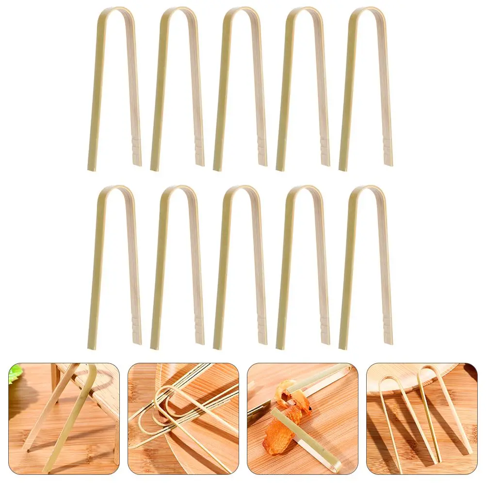 20 Pcs Kitchen Bread Clip Mini Tongs for Serving Supplies Disposable Bamboo Clips
