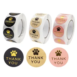 100-500PCS New Merci  Thank You Stickers for Business Pack Home Made Sticker Rolling Packaging Stickers Small Roll Labels