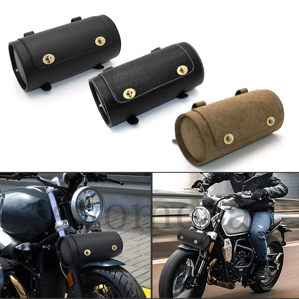 

For Harley Universal Motorcycle Waterproof PU Leather Large Capacity Retro Head And Tail Bracket Bag Tool Bag Outdoor Travel Bag