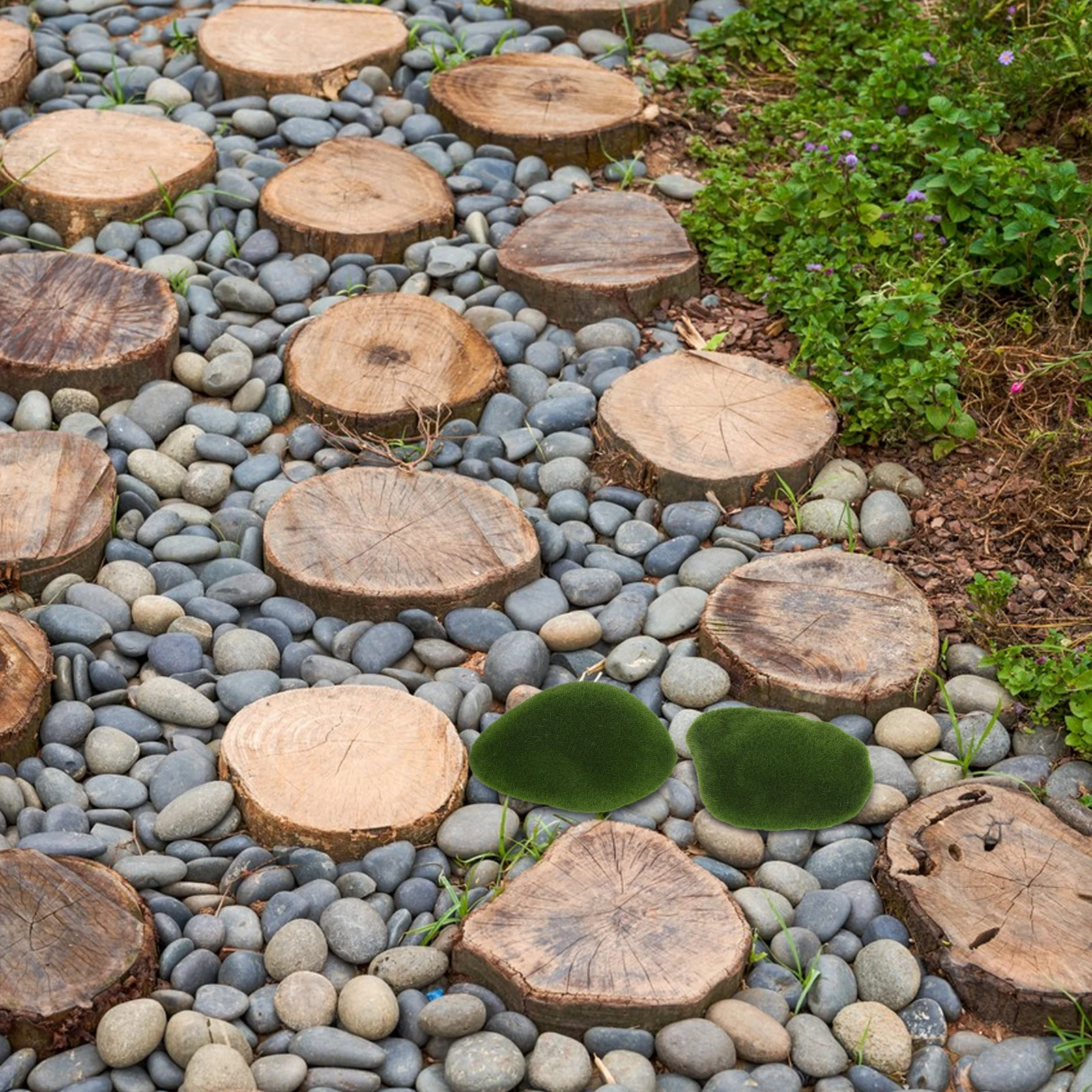 

6 Pcs Simulated Moss Decoration Artificial Fake Decorative Rocks Floral Bowl Fillers for Home Craft Covered Stone