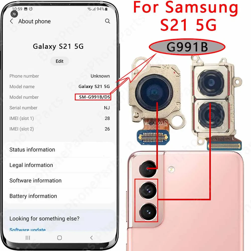 Rear Back Camera For Samsung Galaxy S21 S21+ 5G G991U G991B G996U G996B Camera Module Backside View Replacement Spare Parts