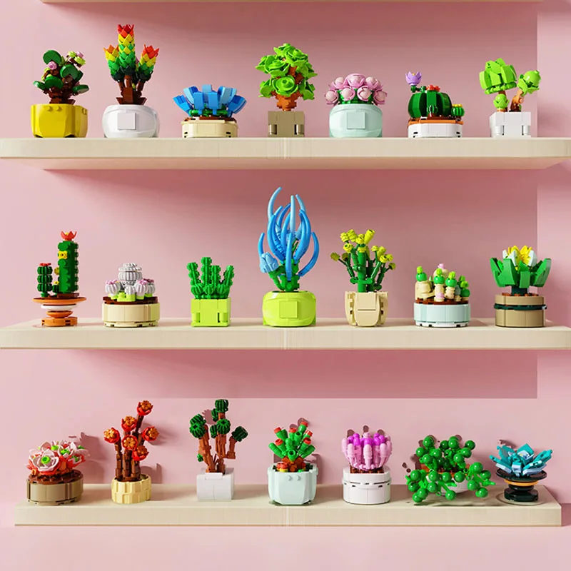 

Boys Girls Building Blocks Succulent Blind Box DIY Toy Cute Plant Potted Model Mystery Box Decorative Ornament Holiday Gift