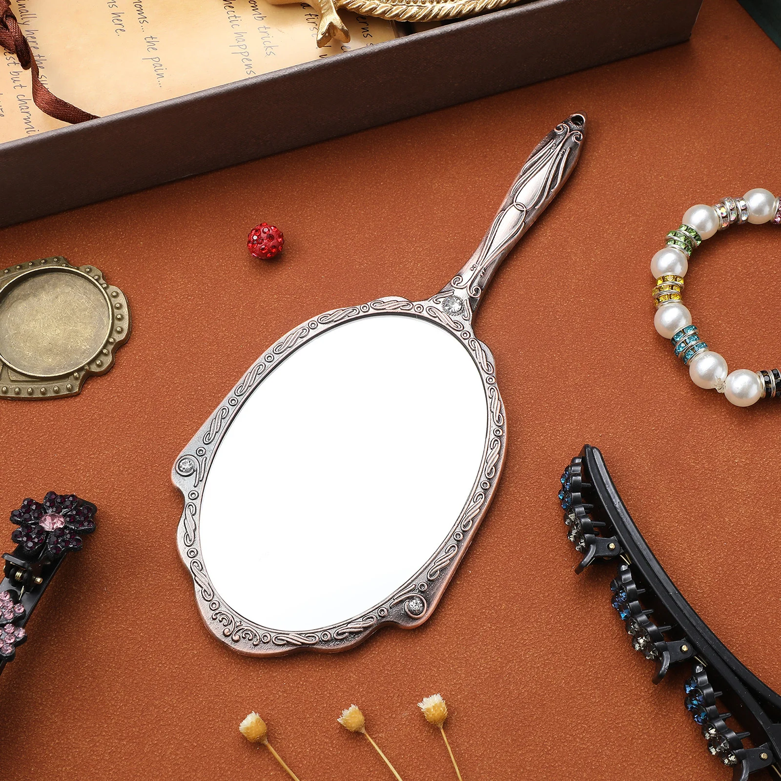 

Compact Mirror for Handheld Mirrors Personal with Handle Vintage Travel Makeup Vanity Small