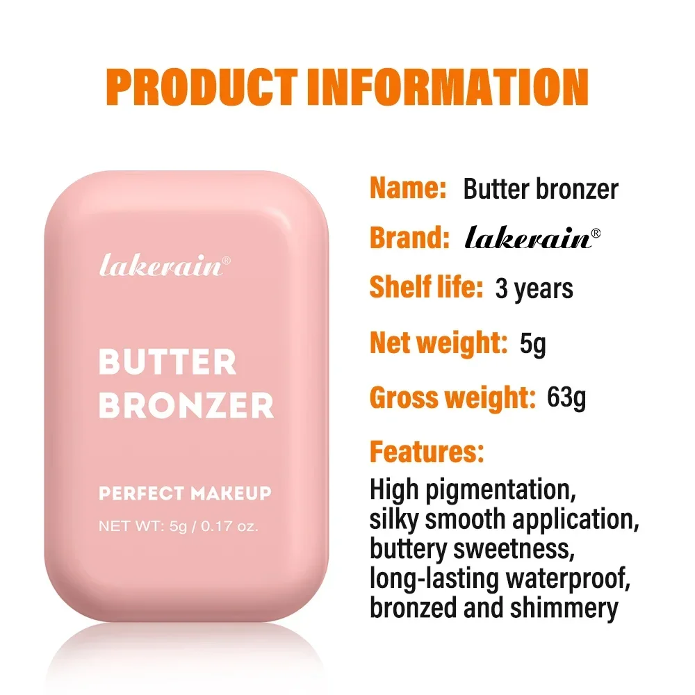 كريم الزبدة البرونزي للنساء مقاوم للماء جينتييل فتاة عارية ماكياج حريري لامع أحادية اللون أحمر الخدود مستحضرات التجميل الوجه الكورية #6