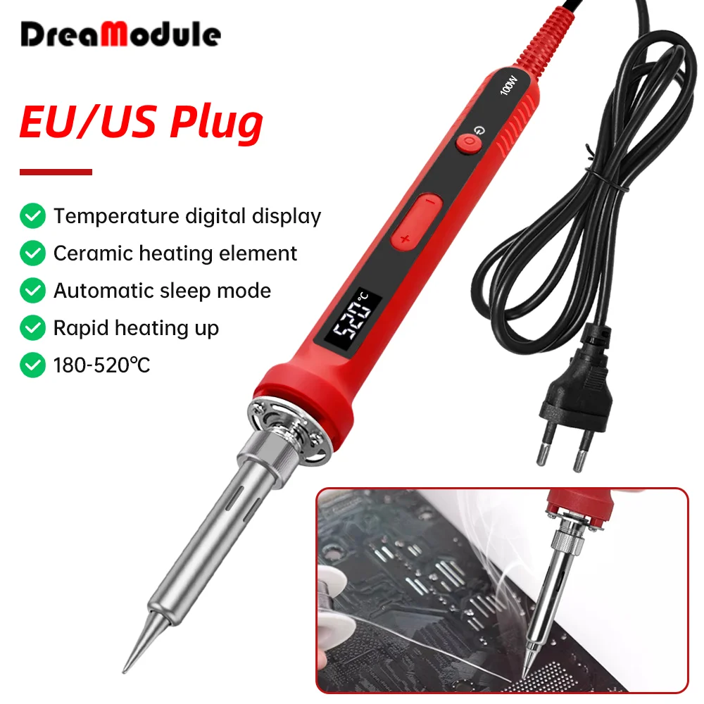 

100W Electric Soldering Iron Kit With LED Digital Display Internal Heating 200-450℃ Adjustable Temperature Fast Heating Welding