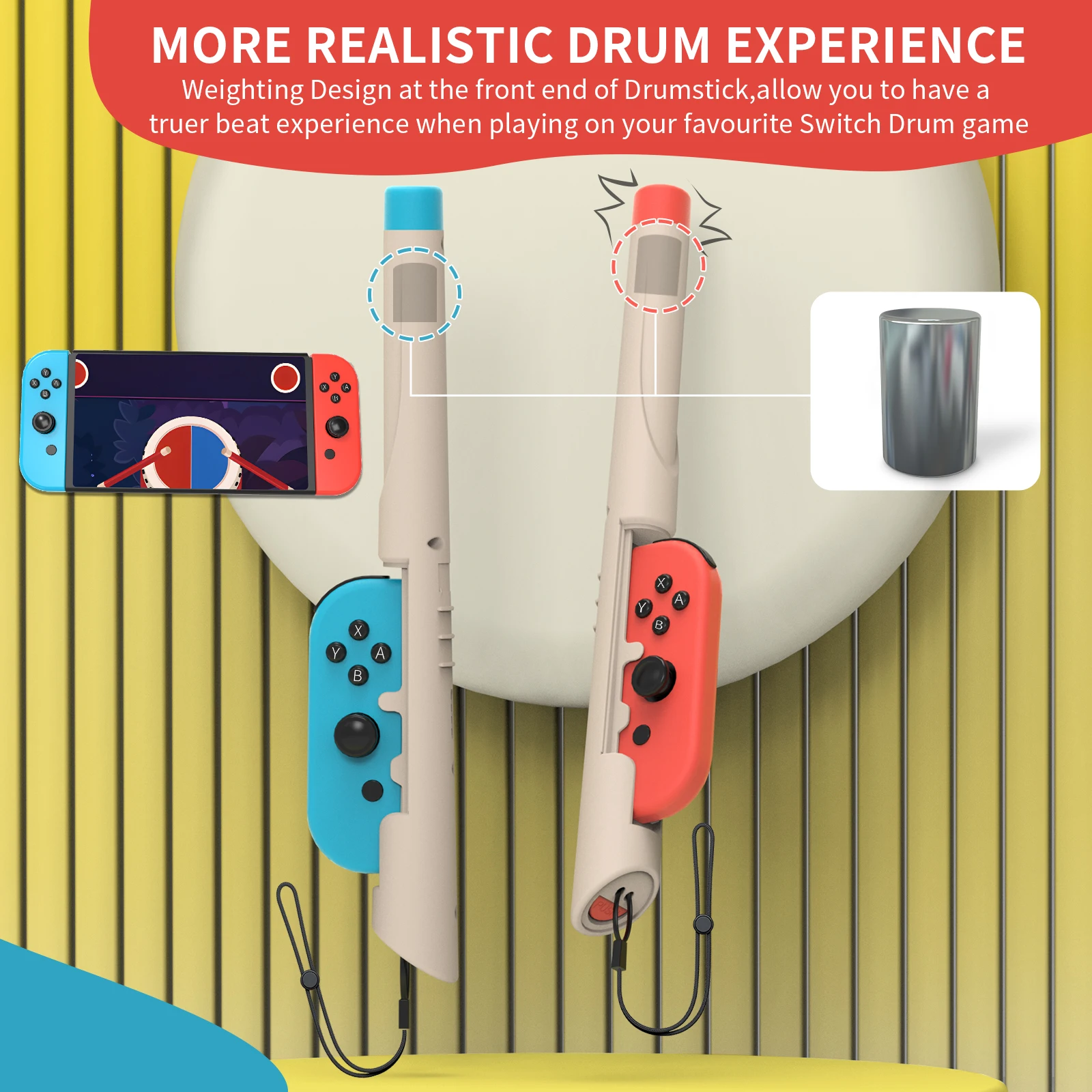 For Switch Drumstick Handle Grip Switch Game Console Game Drumstick Handle Drumsticks