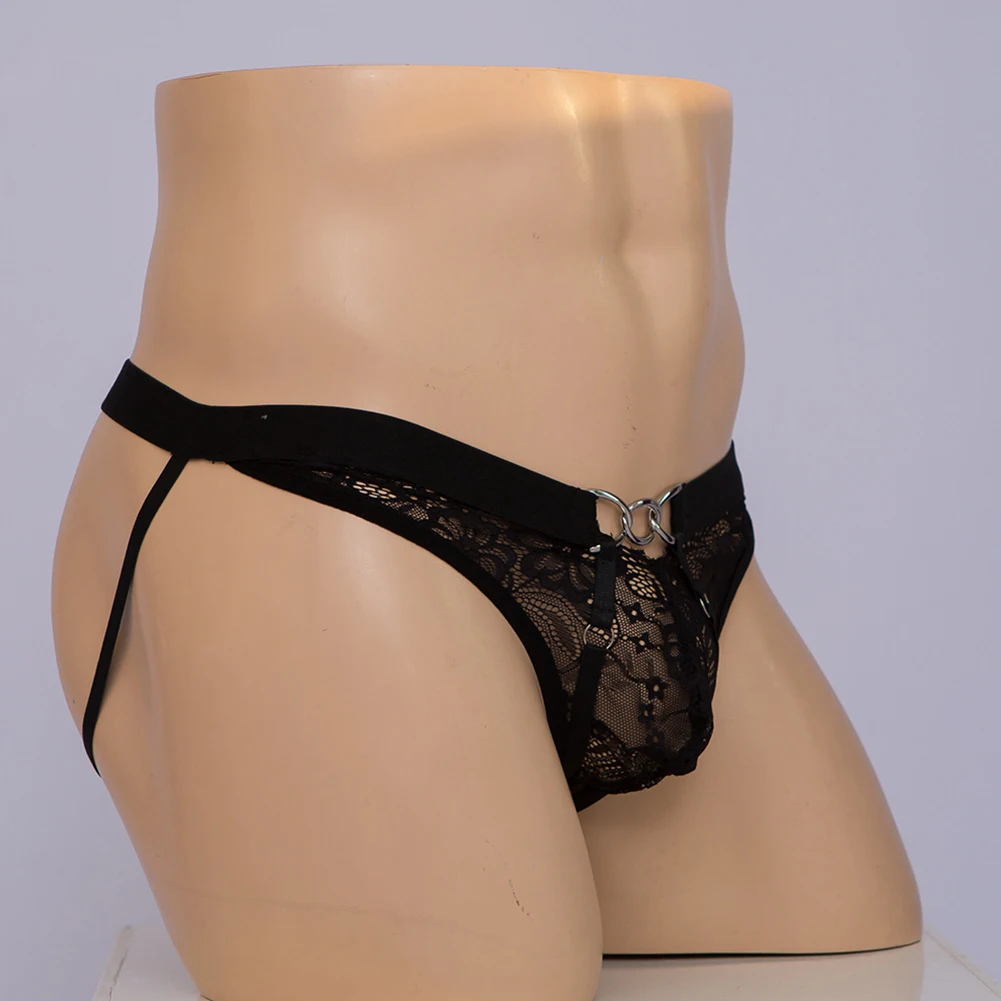 

Sexy Sissy Men Lace Thong Low Rise Open Butt G-string Ultra-thin See-through Brief Hight Cut Bikini Underwear Erotic Lingerie