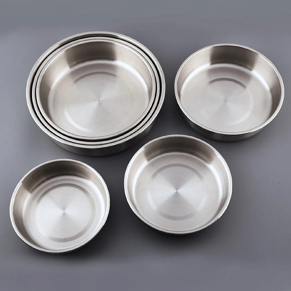 

Stainless Steel Fruit Plate Round Tray Dinner Holder 304 Snack Serving Dish Food Plates Kitchen Accessories Stainless Steel