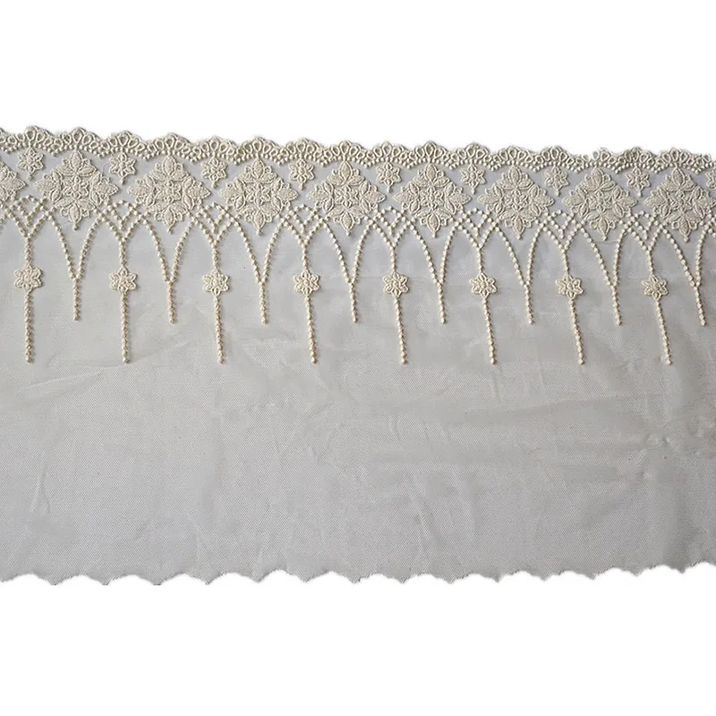 3 Yard/Lot Schwarz Weiß Baumwolle Stickerei Stoff Mesh Spitze Trim 24CM Nähen Kleidung Hochzeit Kleid Hause Textil DIY Zubehör – Detail 9