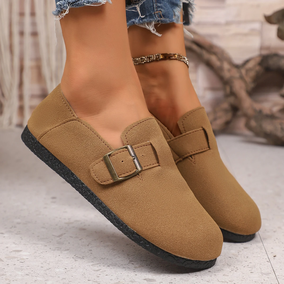حجم كبير المرأة بلون عالية الجودة حذاء مسطح الربيع والخريف لينة أسفل مريحة عدم الانزلاق الترفيه المنخفضة أعلى الأحذية #4