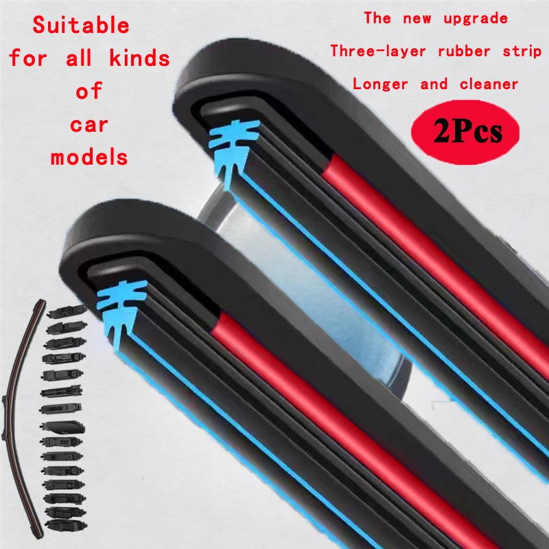 

Three Rubber For Volkswagen VW Taos CDN 2021-2024 Car Windshield Wiper Blade Front Windscreen Windshield Accessories Cleaning