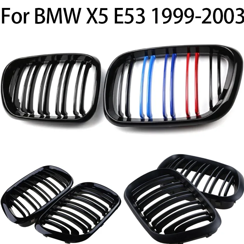 

For BMW X5 E53 1999-2003 Car Front Kidney Grille Hood Front Bumper Radiator Grill Gloss Matte Black/Silver Style