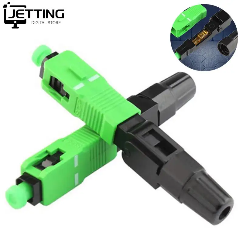 10pcs SC APC Fiber Optic Fast Connector Single Mode Fiber Optic Adapter FTTH Fiber Quick Connector Field Assembly