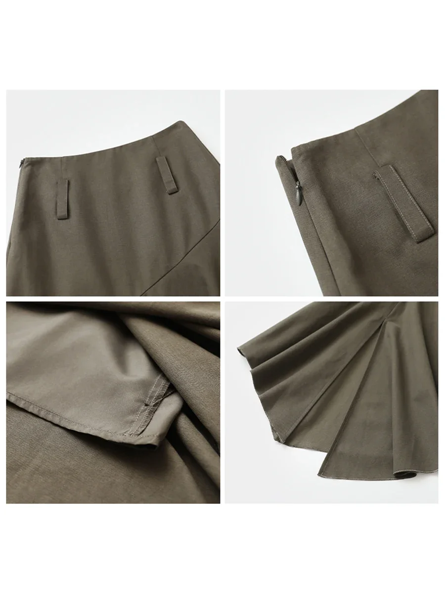 CHIC VEN Women Skirts Korean Solid Loose Irregular Hem Fish Tail Side Slit Skirt Female Clothing Spring Summer New 2025