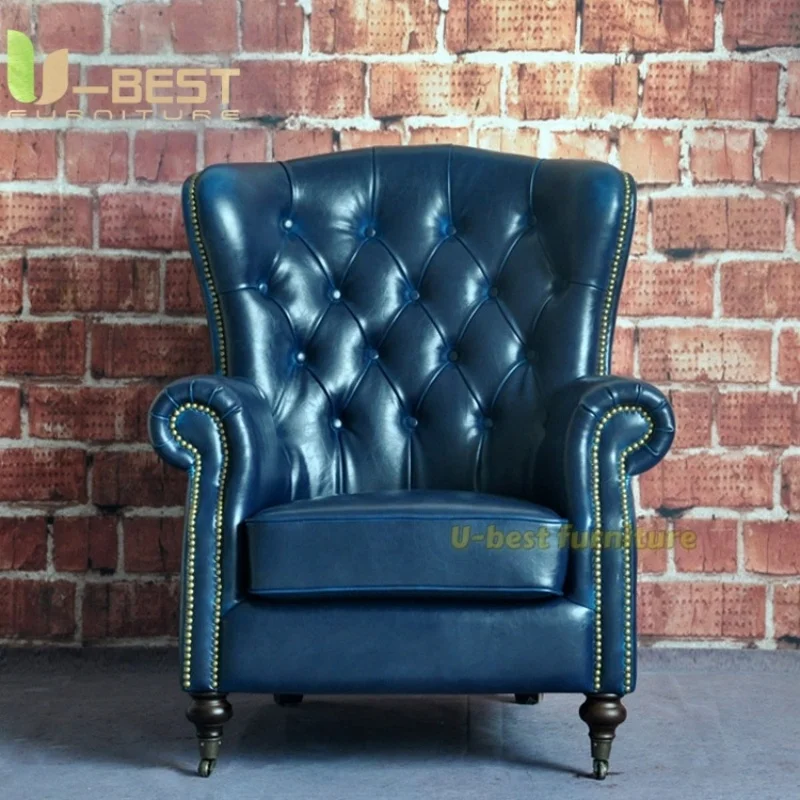 

U-best America Style Винтаж Ретро Сигара Кожаное Стул Виски Бар Гостиная Повседневная Одноместная Мебель Для Сигары