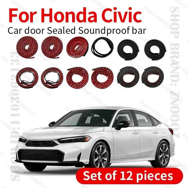

For Honda Civic FG/FK/FC/FE Car Door Seal Strip Rubber Double Layer Sealing Protector Soundproof Dustproof Seal Strip 12PCS Set