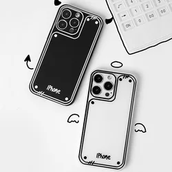 Fashion Simple Matte Texture Hand Drawn Lines Mobile Phone Case For IPhone11 12 13 13Pro 13ProMax 14 14Pro 14ProMax 15 15ProMax