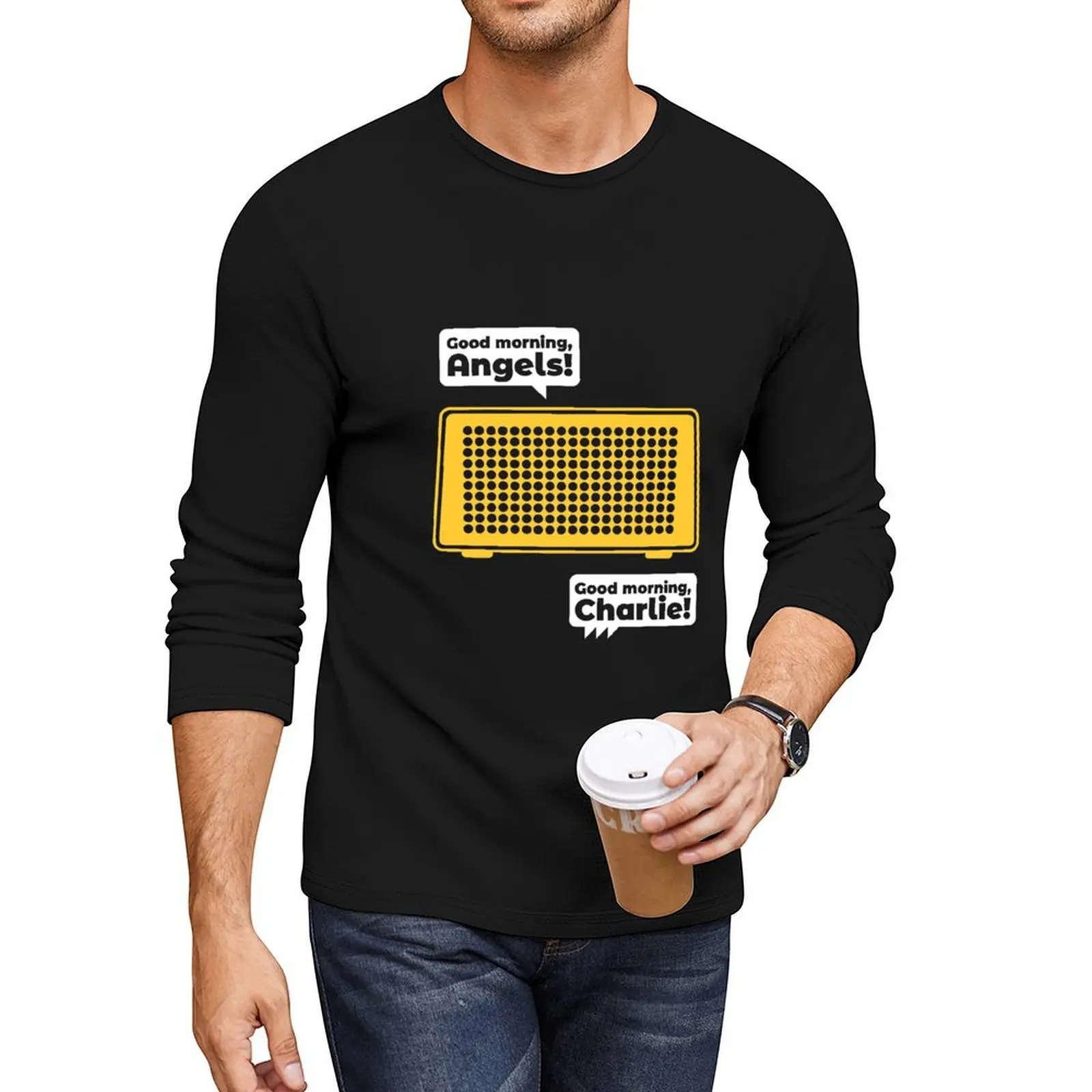 

Доброе утро, ангелы! Доброе утро, Чарли! Длинная футболка, однотонная футболка, футболки по индивидуальному заказу, мужские хлопковые футболки