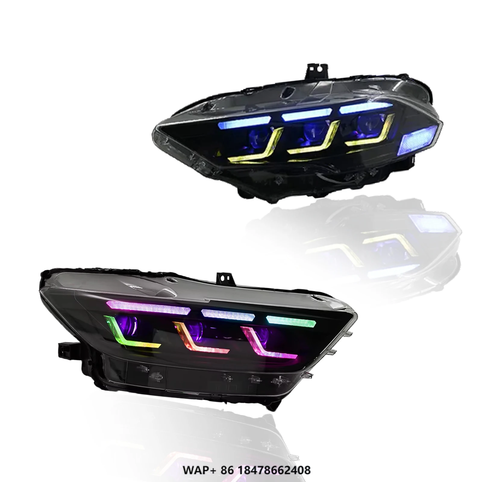 

Светодиодные фары HOSI в сборе для Ford Mustang 2015-2017 RGB, аксессуары для фар Plug & Play, передний фонарь автомобиля