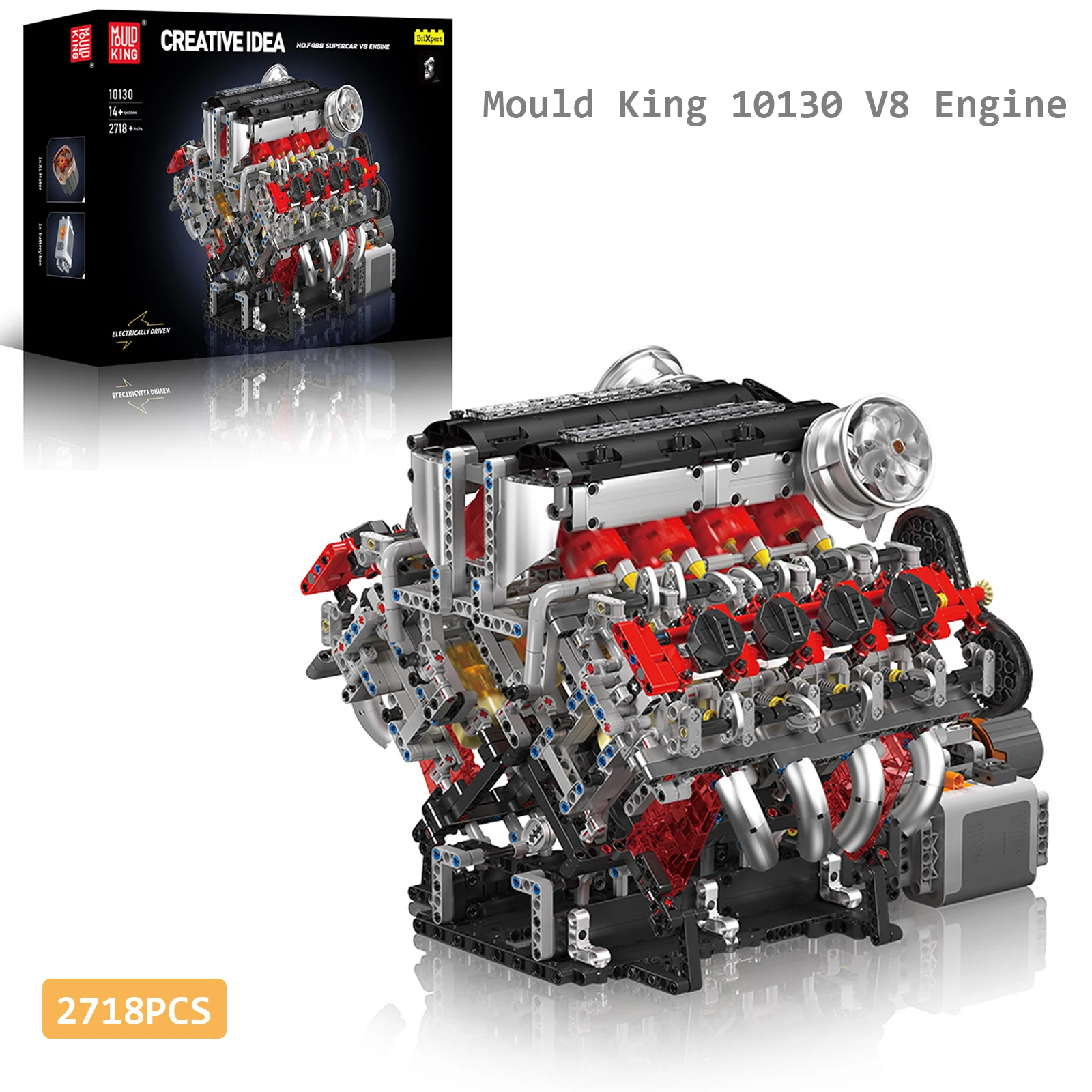 

Mold King 10130 V8 Комплект модели двигателя F488 Суперкар V8 Набор двигателей в сборе Кирпичные игрушки Механик Инженерный строительный набор
