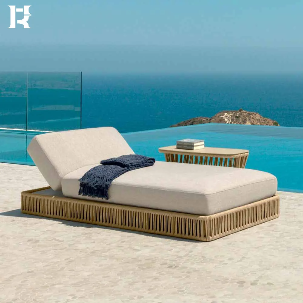 Chaise longue en rotin pour piscine, chaise de plage extérieure, hôtel, Villa, jardin extérieur, corde tissée