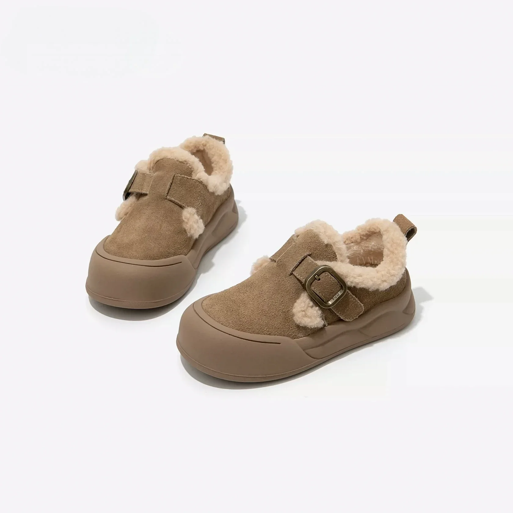 Toddler Kids Winter Warm Clogs, Double Fleece Lined, Plush Trim, Buckle Strap, Non Slip Thick Sole for Cold Daily Wear