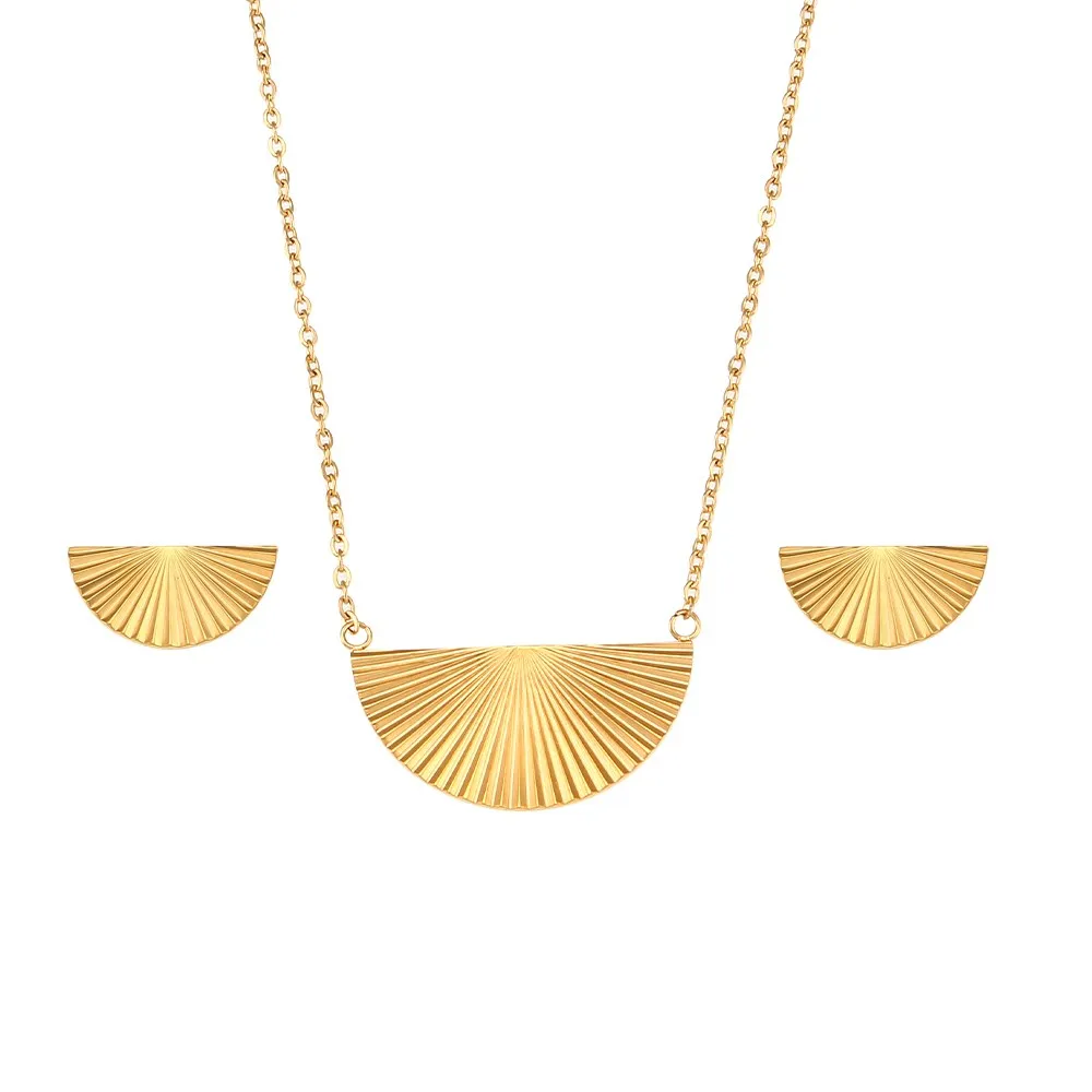 Women's 18K Gold Plated Waterproof Necklace Earring Set