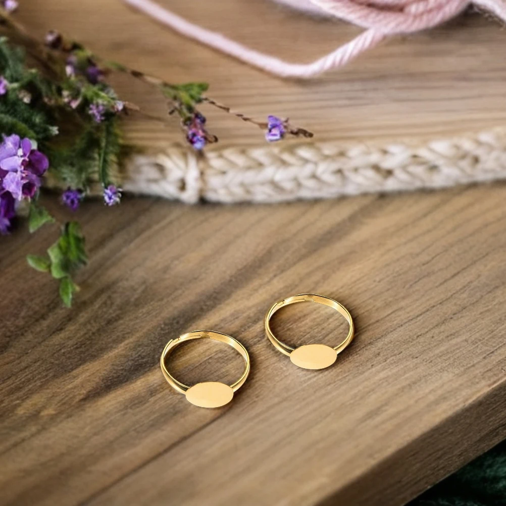 

50 шт. регулируемые заготовки 10 мм с плоской основой для изготовления ювелирных изделий своими руками, ремесленные проекты, фурнитура для колец, компоненты, ювелирное ремесло