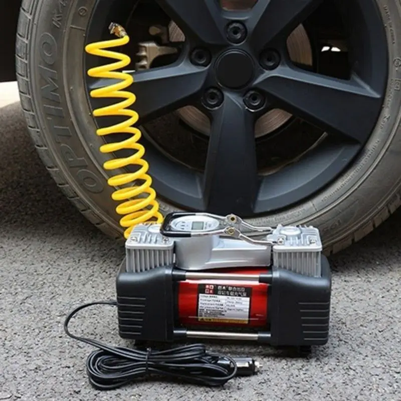 Twin Cylinder Air Compressor 12V Portable Heavy Duty Tire Inflator with Accurate Gauge Emergency Light Car Pump for Vehicle, Bic - Image 6