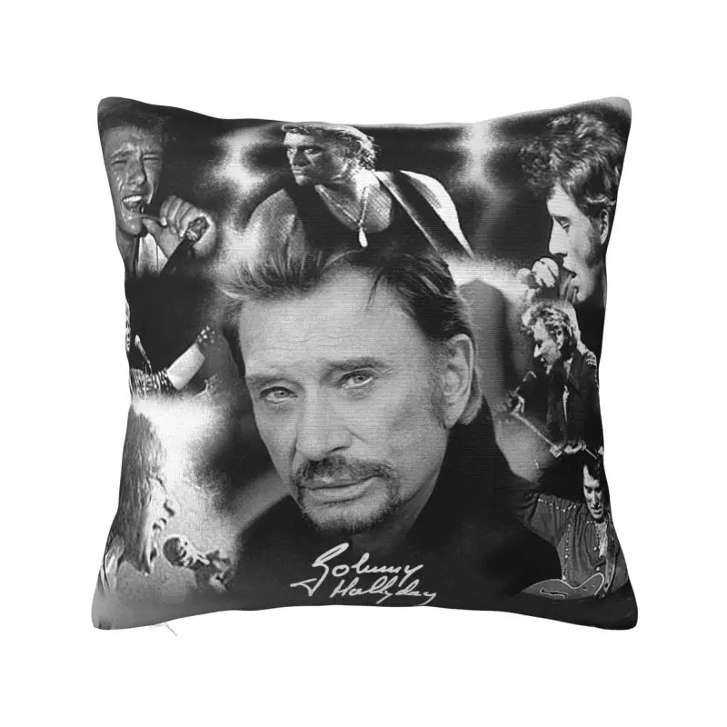 French Rock Legend Johnny Hallyday Throw Pillow Case Home Decor Cute Cushions Cover For Sofa Car Square Polyester Pillowcase