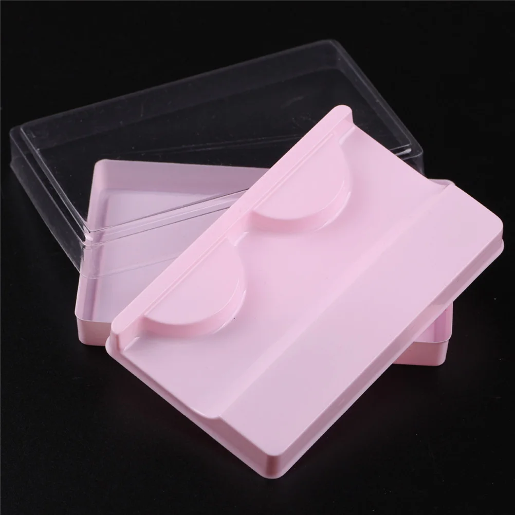 50 conjuntos de caixa de cílios postiços rosa capa transparente fácil aberto organizador de armazenamento de cílios caso leve portátil para pessoal e salão de beleza