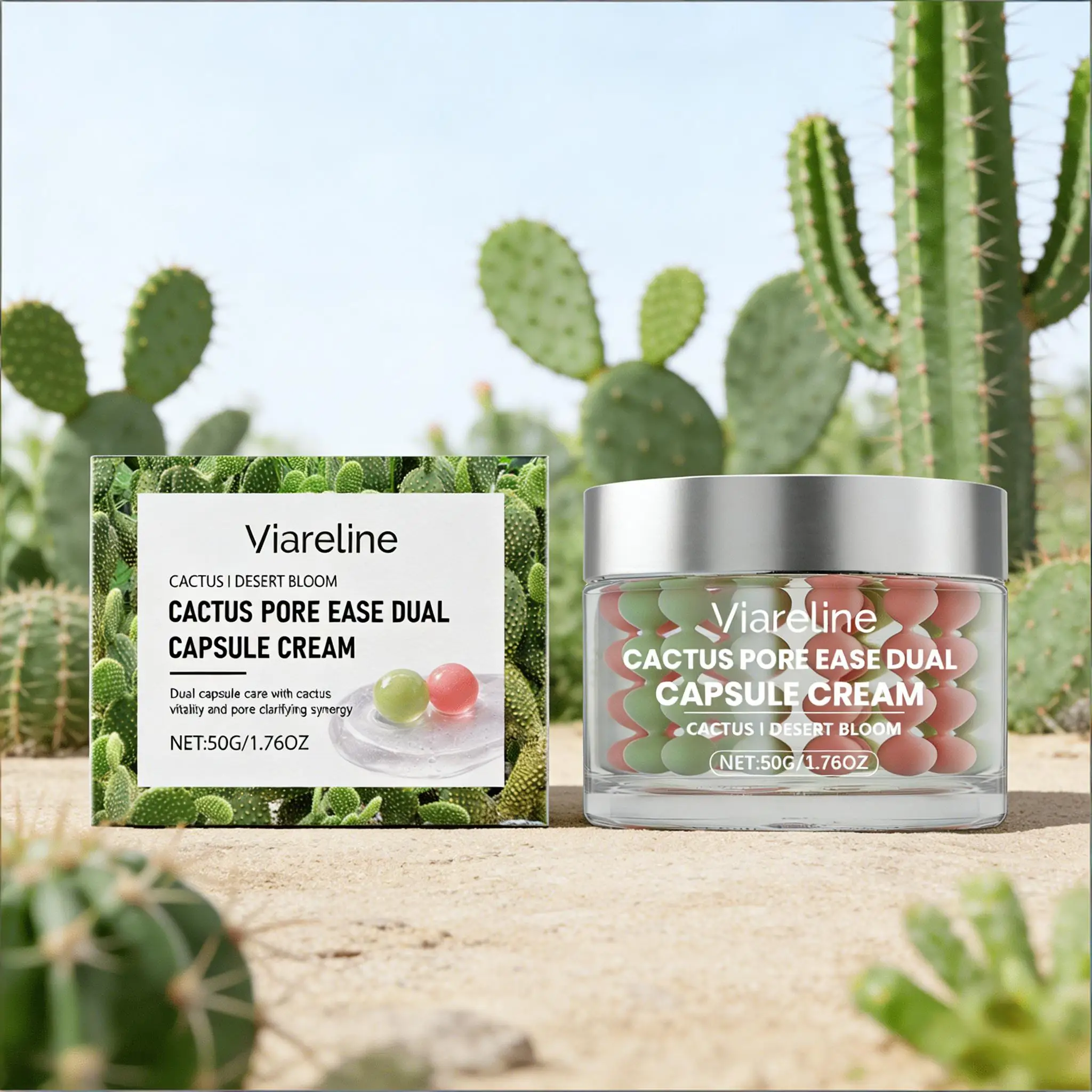 Cactus Capsule Cream Reduce Wrinkle Pore Bounce Lifting Firming Skin Antioxidant Protection Night Face Moisturizing Essence 50g